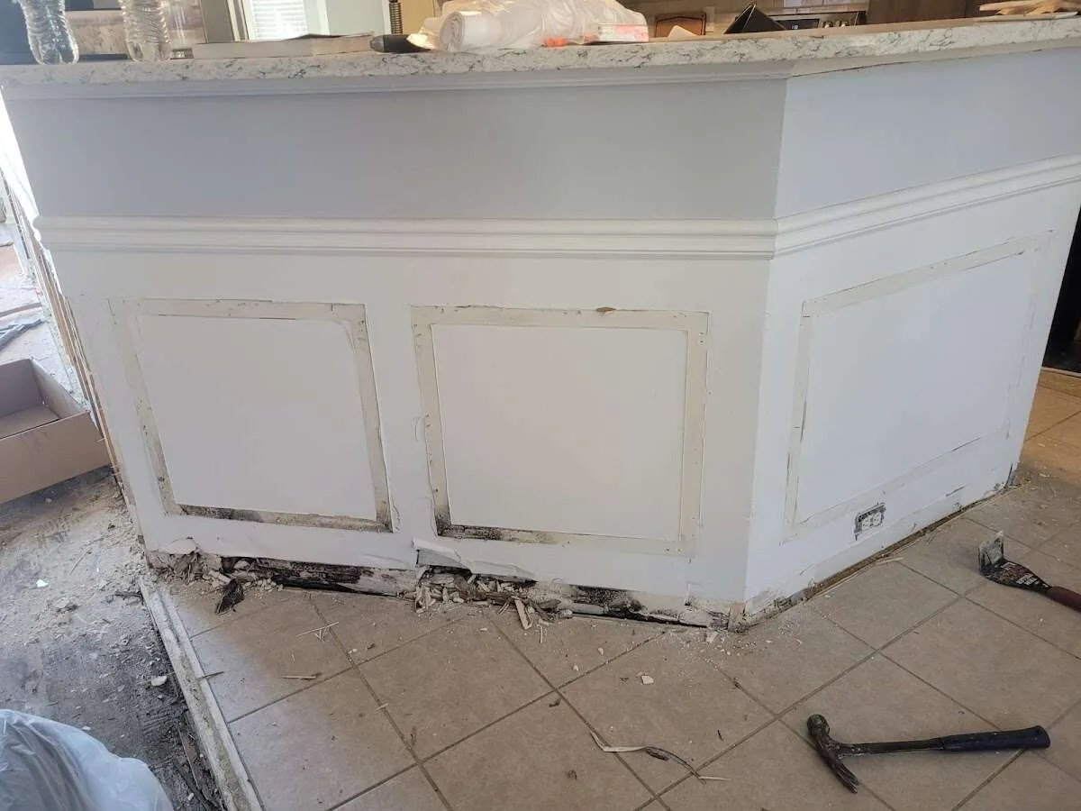 Water damage and mold on kitchen during Storm Damage Restoration in Cayce